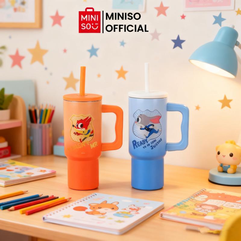 Disney Zootopia Steel Bottle Collection With Handle And Straw Durable Insulated Drinkware 720ML/24.35oz,Food-Grade Steel,Cold & Hot Retention,Cute Zootopia Prints,Holiday & Holiday Haul