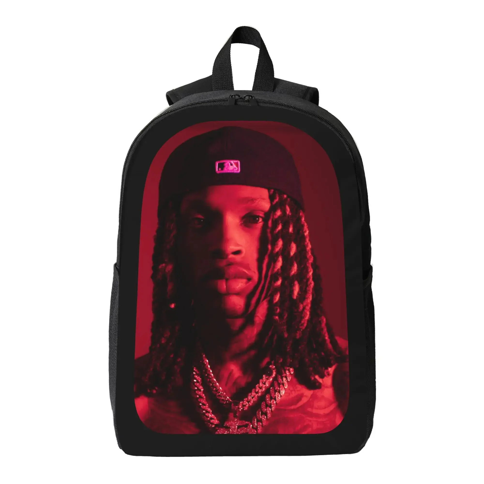 Fashion Polyester Printed Backpack For Teenagers, King Von 11 2xx Red Graphic Design Simple Elegant Casual School Daily Backpack