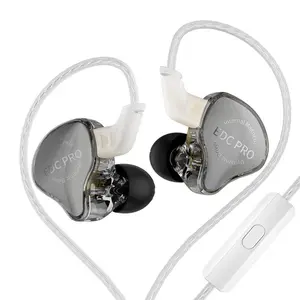 KZ EDC PRO In-Ear Monitor Headphones, HiFi Stereo Sound, Wired Noise Isolation, Silver Color Cable, Suitable for Musicians, Noise Isolating Headphones ()