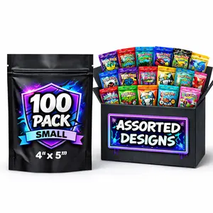 100 Pack Small (4" x 5") Assorted Decorative Storage Organizer Pouches – Resealable Packaging Bags