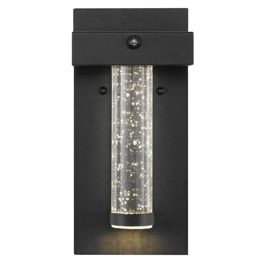 JONATHAN Y Horizone Minimalist Industrial Iron/Glass Seeded Glass with Dusk-to-Dawn Sensor Integrated LED Outdoor Sconce; for Living Room, Bedroom, Kitchen, Office, Wall Lighting, Accent Outdoor Wall Lights, Eave Outdoor Wall Lights