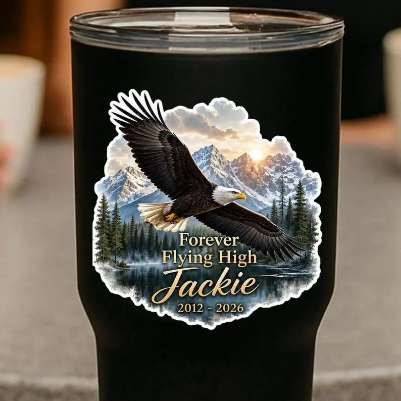 Jackie Bald Eagle Memorial Sticker, Forever Flying High 2012-2026, Big Bear Eagle Cam Tribute Decal, Birdwatcher Remembrance