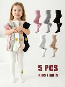 Girls' 5-Pack Ribbed Set Jumpsuits, Simple Casual Style, Multi-Color Versatile Fit, Perfect for Spring & Fall Daily Wear