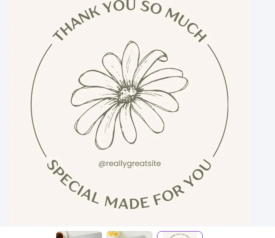 Gray Illustrated Flower Thank You Circle Sticker