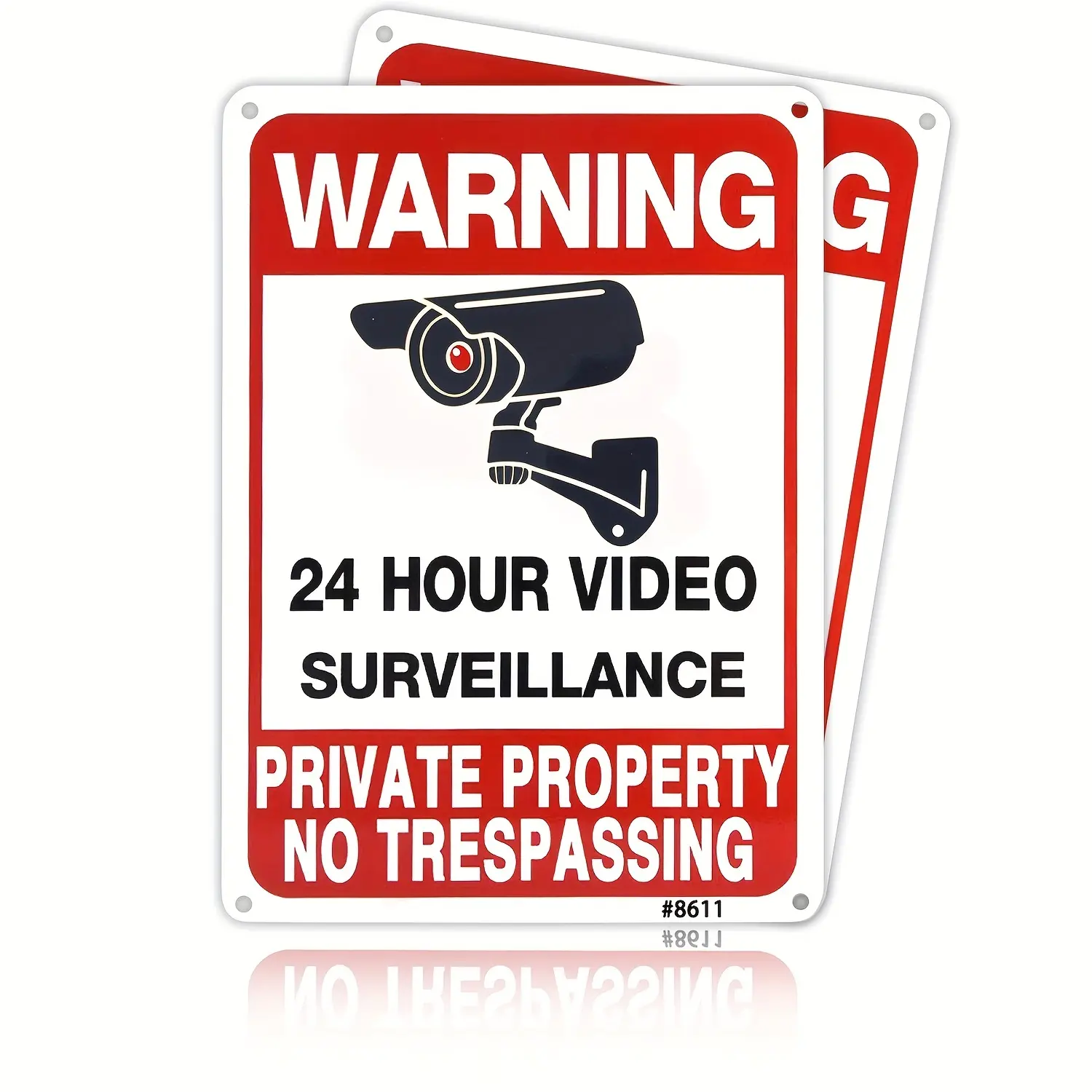 Premium Lightweight Aluminum No Trespassing Sign - 1-Count, 10x7 In, High-Definition CCTV Surveillance Alert, UV-Resistant, Weatherproof, Retro Wall Decor for Home Security Signage