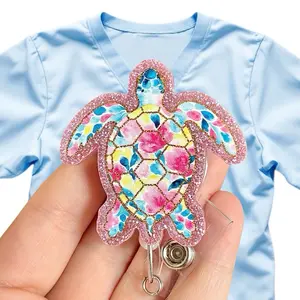 Glitter My Badge Sea turtle badge reel for nurse and hospital workers. Colorful Badge clip Badge pull - Retractable swivel clip with a 360 rotation. Great gift for coworkers.