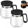 16oz Thick Transparent Reusable Classic Glass Coffee Mug with Sip Lid - 4in Tall Compact Mini Carafe Design, Ergonomic Handle, Washable Dishwasher Safe Beverage Cup for Office Adults, All Seasons Ideal Birthday Gift, Home Office Desk Aesthetic