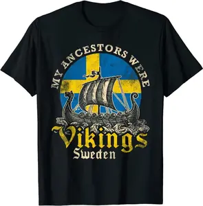 Swedish Sweden Swede Viking Ship Flag T-Shirt