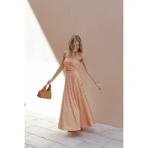 Serafina Two Piece Set - Orange Beige Stripe