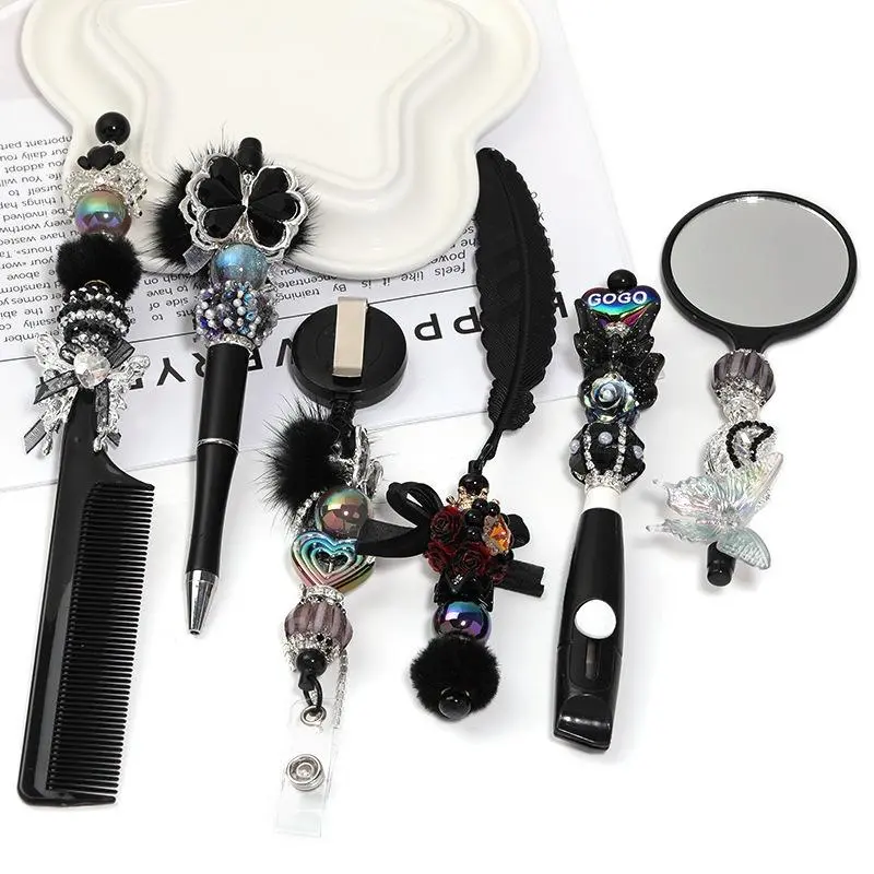 6pcs black handmade DIY pen set with creative high aesthetic value, decompression and turning pen color accessories