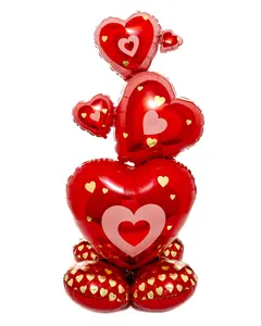 Valentine‚Äôs Day Airloonz Stack Heart Metallic Balloon