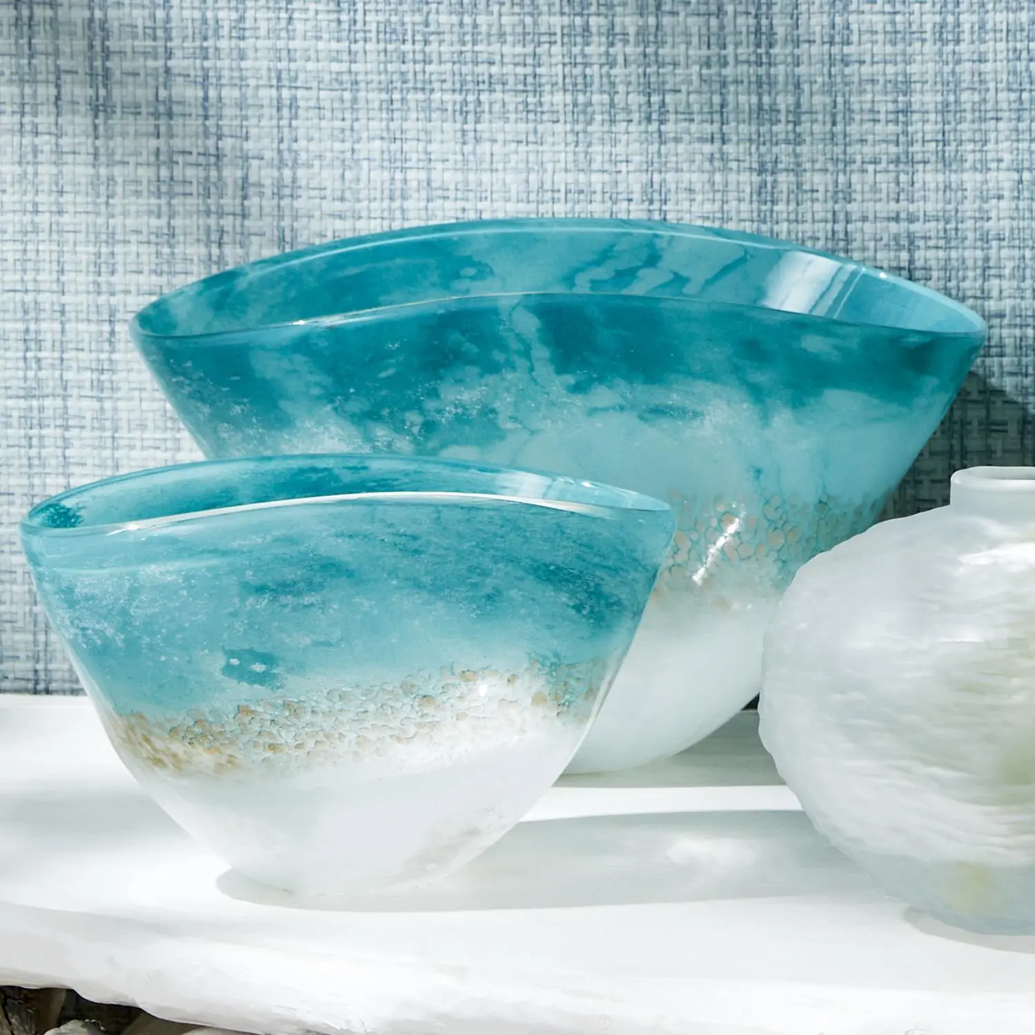 Waterscape Seafoam Bowl - Hand-Blown Glass