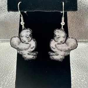 White Silkie Chicken Earrings with Sterling Silver 925 Hooks