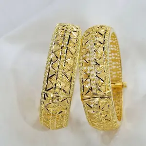 Gold Plated Bangles SET OF 2 Gold Bangles Indian with Intricate Designs and Openable Size 2.6 and 2.8 Jewelry