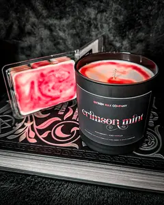 Broke Wax Company 9oz Black Matte Vessel Candle with Crimson Mint Fragrance - Decor Scent Scented Household Aroma Cozy
