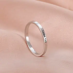 Cazador Engraved Name Custom Ring Stainless Steel Couple Rings Fashion Personalized Jewelry Anniversary New Year Valentine Gifts