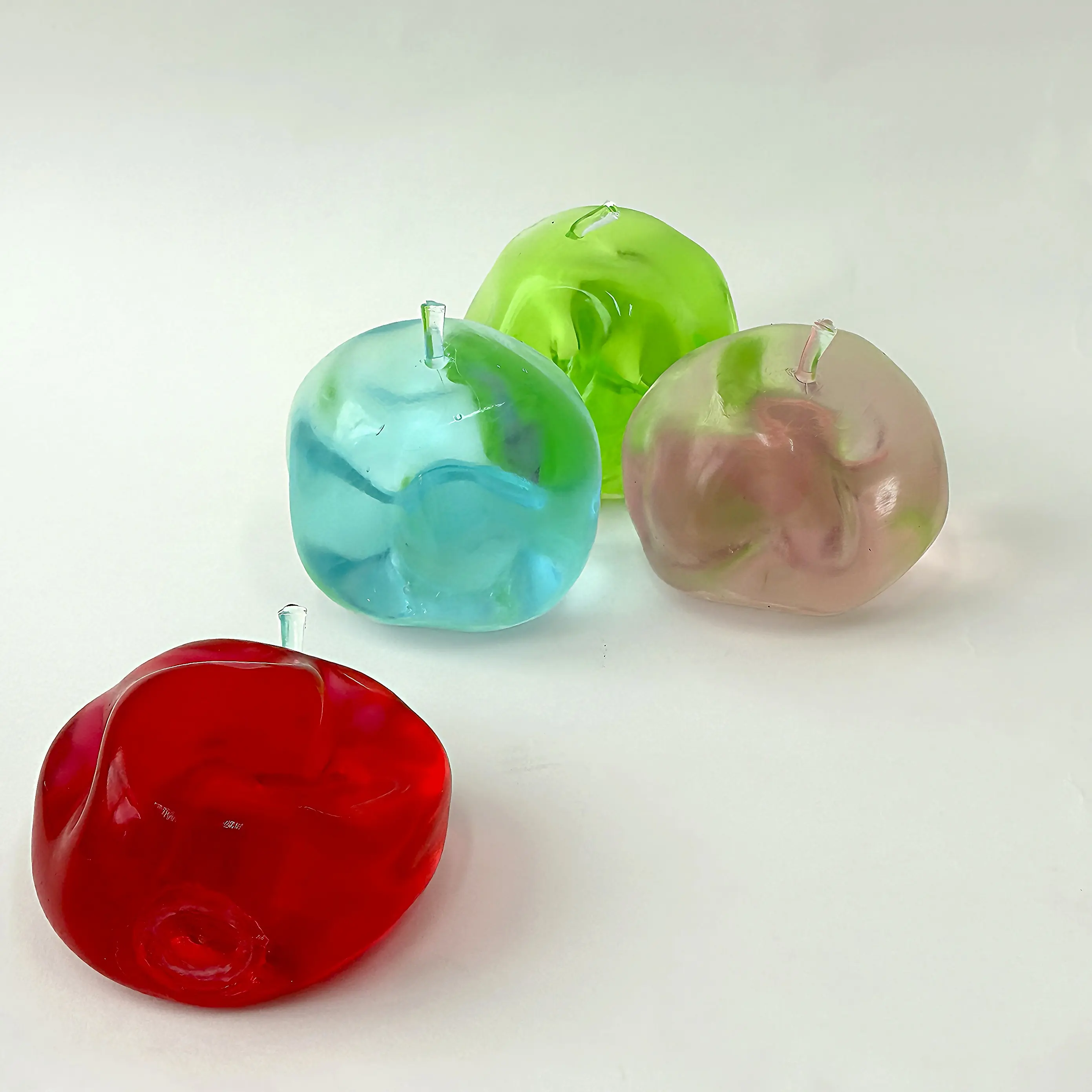 Mochichi Cute Floppy Apple ASMR Jelly Gel Squeeze Toy, Soft Squishy Fruit Fidget Toy for Stress Relief & Anxiety, Loose Shapeable Sensory Toy for Kids Adults