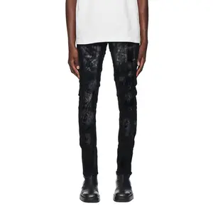 Purple brand black sliver screen foil jean
