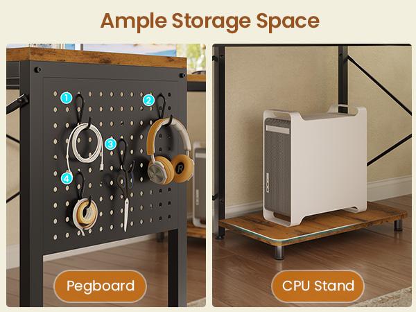 SEDETA 67" U Shaped Desk with 4 Fabric Drawers, Reversible Corner Computer Desk with Power Outlet & CPU Shelf, L Shaped Office Desk with Pegboard for Home Office