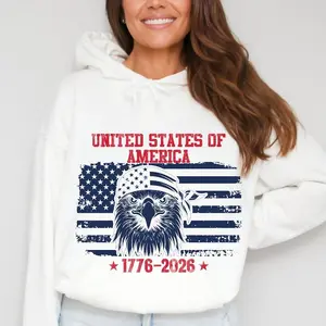 America 250th Anniversary Hoodie Patriotic Military USA Flag 4th of July