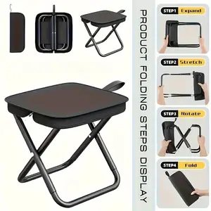 Heavy-Duty Folding Travel Stool for Adults - 330 Weight Capacity, Instant Setup Portable Foldable Camping Stool with Sturdy A-Frame Design, Compact & Stable Outdoor Seat for Fishing, Picnic, Backpacking, Collapsible Stool (Green-Bottomed Black Stool