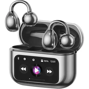 Clip On Earbuds Touch Screen, Open Ear Headphones with  5.4,50h  Life,Lightweight Comfort  Earbuds Built-in Mic IPX7  Earphones for Running Fitness,Black