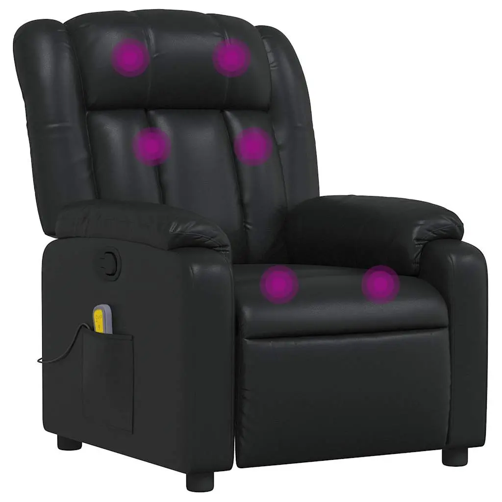 vidaXL Massage Recliner Chair, Adjustable Reclining Armchair for Elderly, Wingback Recliner for Home Theater Cinema, Modern Style, Black Faux Leather 373567