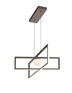 JW LIGHTING Modern LED Pendant Light Square Contemporary Chandelier Glass Globe Dimmable Satin Nickel ETL Listed Energy Star