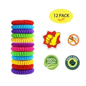 Mosquito Repellent Bracelet Set, 12 Pieces, Natural Material, Waterproof, Long-Lasting Protection, Suitable for Adults & Kids, Men