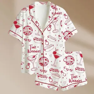 Martini & Hot Dog Pajama Set – Fun Bridal Party Sleepwear