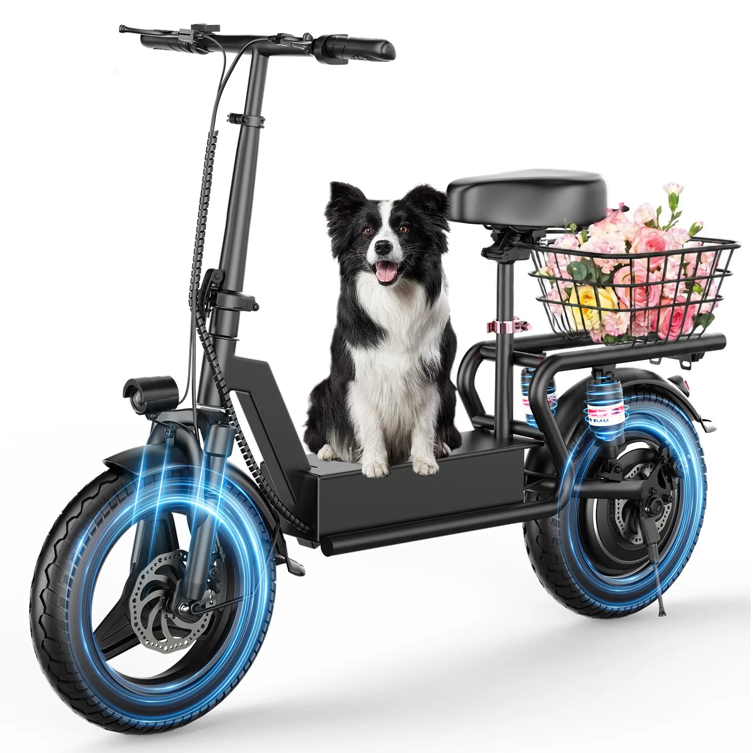 DGC GT10 Electric Scooter Adults, 1200W Peak Motor, 48V 20Ah battery,25MPH Top Speed,20-40 Miles of Range Scooter with Seat,Foldable Escooter with Rear Box/Basket for Pets and Cargo, Dual Suspension for Commuting