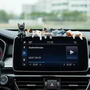 5 PCS Mini Cat Figurines Resin Cat Figurines Cute Tiny Cats Computer Monitor Decor for Rearview Mirror Funny Car Interior Decors Desk Decoration Cats Lover Gifts