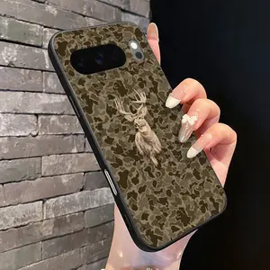 Rounded Edge Phone Case for Google Pixel 10 9 XL 8 7 Pro A  Deer in Camouflage Pattern Shockproof Liquid Silicone TPU Bumper Drop Protection Cover Smartphone Casing