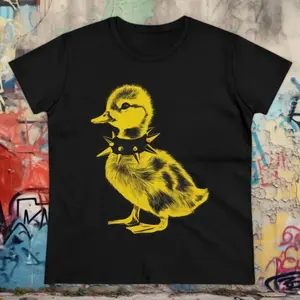 Punk T-shirt Baby Duck Graphic Black Tee Emo Punk Teen Spiked Collar Shirt Alt Fashion Gift Punk Rock Shirt Unisex Ladies Long Sleeve Hoodie