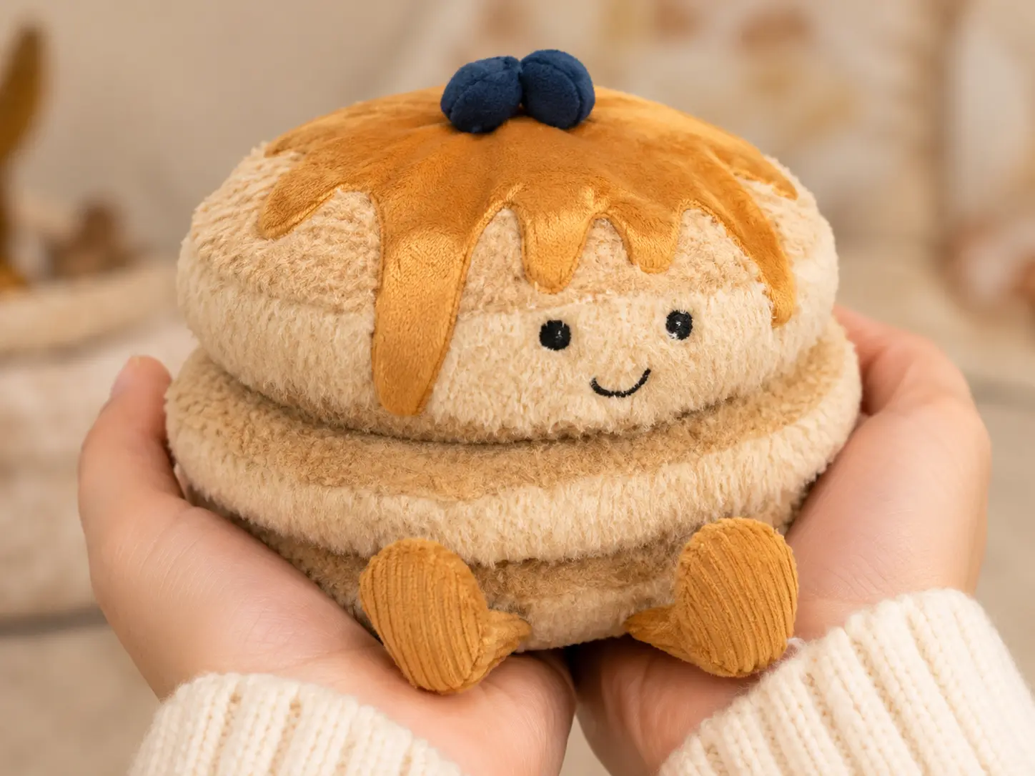 Jellycat Amuseables Pancake Stack Plush Toy, Soft Kawaii Breakfast Stuffed Animal, Cute Gift for Kids and Collectors