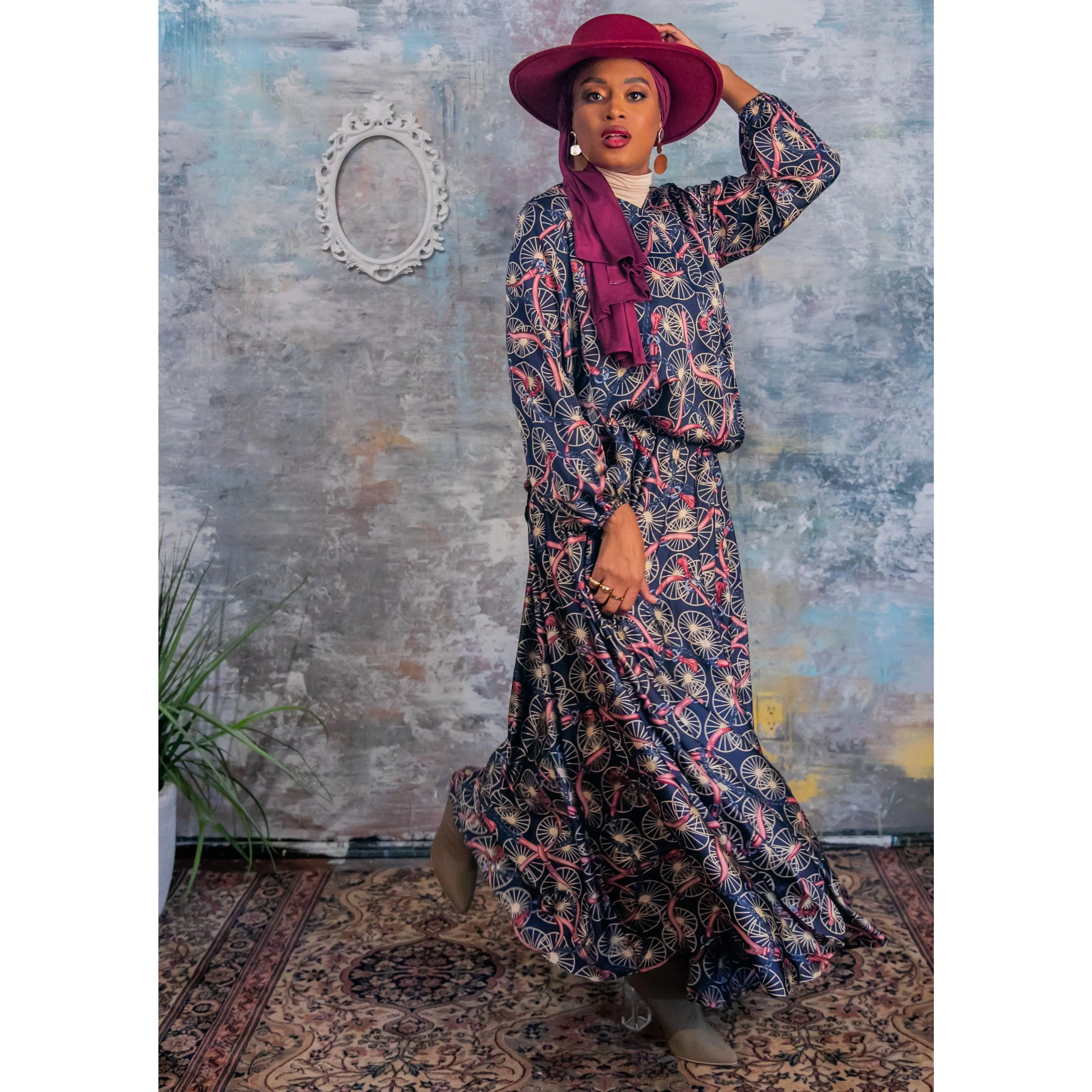Wheels Up - Circle Skirt in Silk-Poly Blend with Elastic Waistband for Women's Sizes 8-26