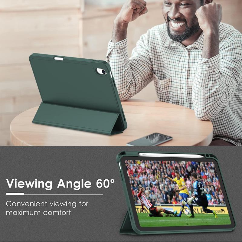 iPad Case/iPad 10th Generation Case [11-Inch 2025/10.9 Inch 2022] with Pencil Holder, Smart Cover with Soft TPU Back [Support Auto Wake/Sleep] Blue Protective Protection Green Tablet Computer