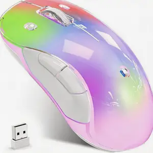 halokin Rechargeable Wireless Mouse, 2.4G LED Ergonomic Computer Mouse with Detachable Cover, 1200 DPI Portable Optical Mouse, 5 Buttons USB Receiver for Laptop, PC, MacBook, Desktop,computer gamers