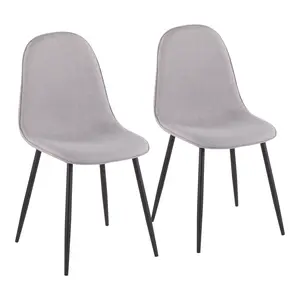 Dreamzon Pebble Contemporary Chair in Black Steel and Light Grey Fabric by LumiSource - Set of 2