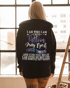 I Am Who I Am I Have Tattoos Pretty Eyes & Thick Thighs Printed Fleece-lined Unisex Hoodie