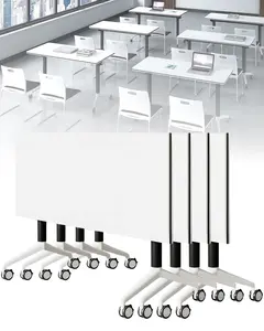 Easy Storage Folding Conference Table with Wheels Mobile Training/Conference/Teaching