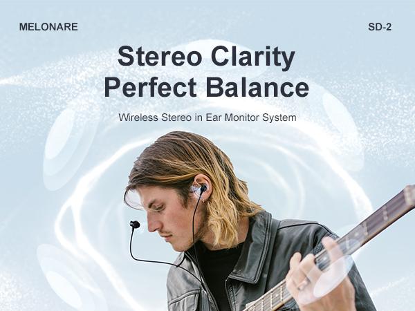 Wireless in-Ear Monitor System, Auto Scan IEM System Stereo w/Bodypack Receiver & Earphones, 50 Tunable Frequencies 164ft Range, in Ear Monitors for Musicians, Bands, Studio (SD-2-1R)