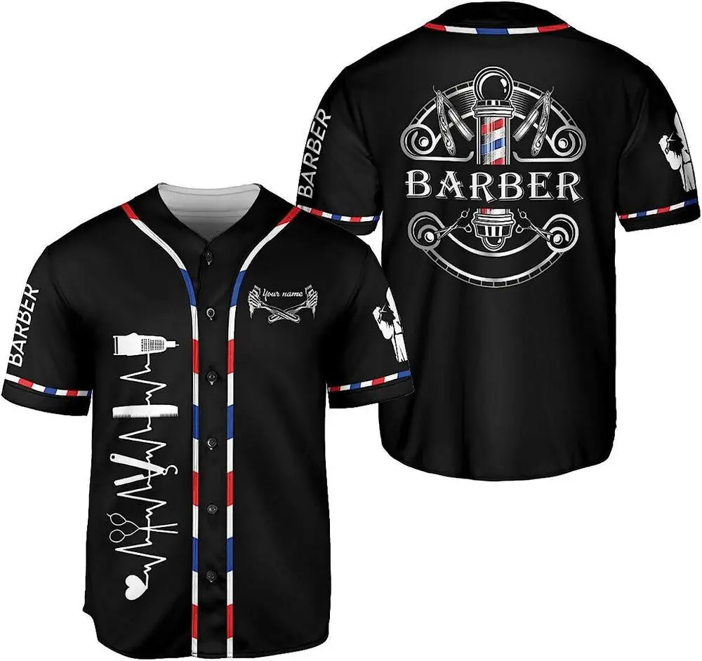 Personalized Baber Shop Baseball Jersey, Hairdresser Baseball Jersey Barber Life