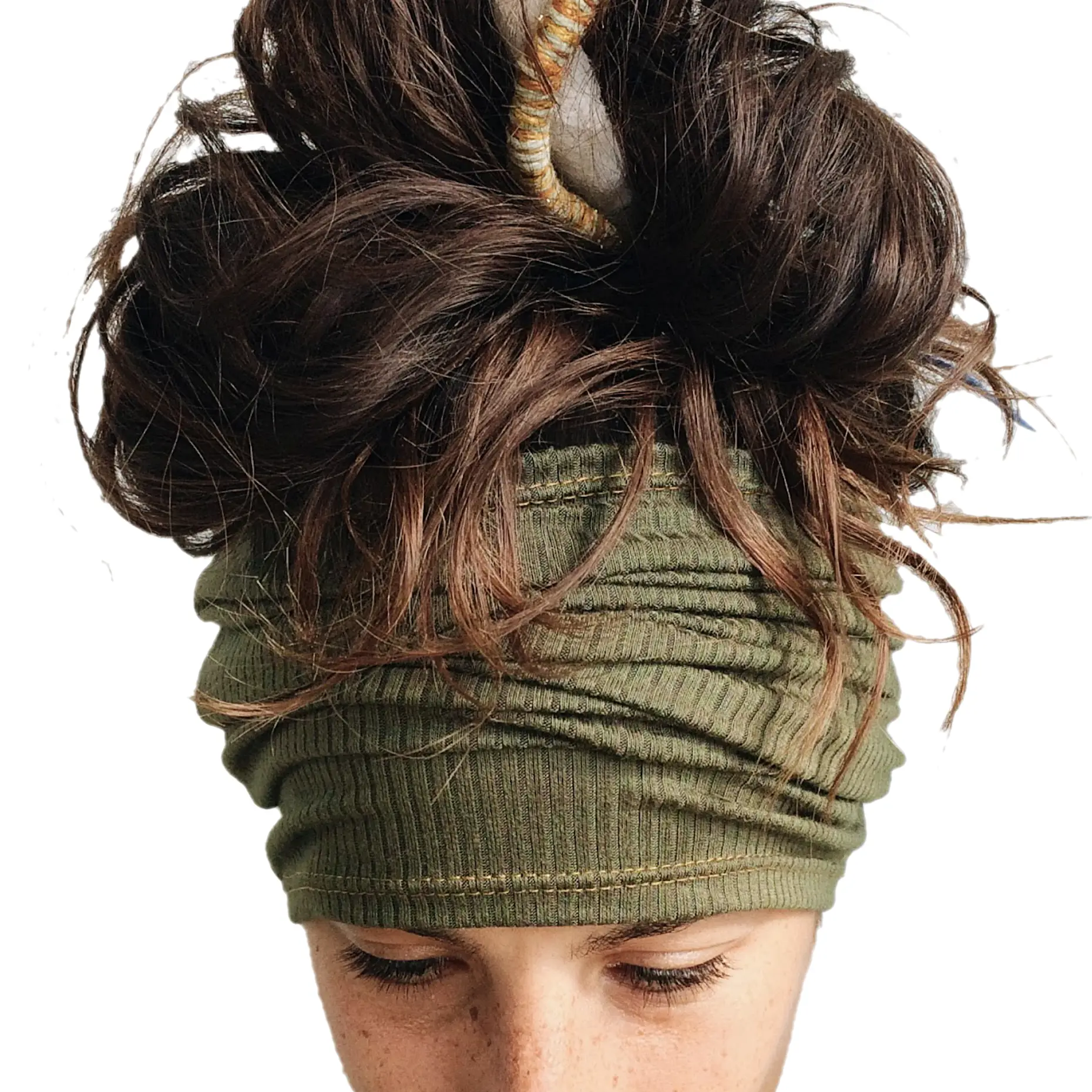 Boho Ribbed Knit Headband Tube Wrap for Curly Hair, Dread Locs, Braids & Thick Hair | Handmade USA