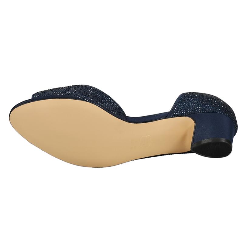 Nina Womens Rossie Rhinestone Peep Toe Evening Pumps Dress Casual Low Heel 1-2" - Blue