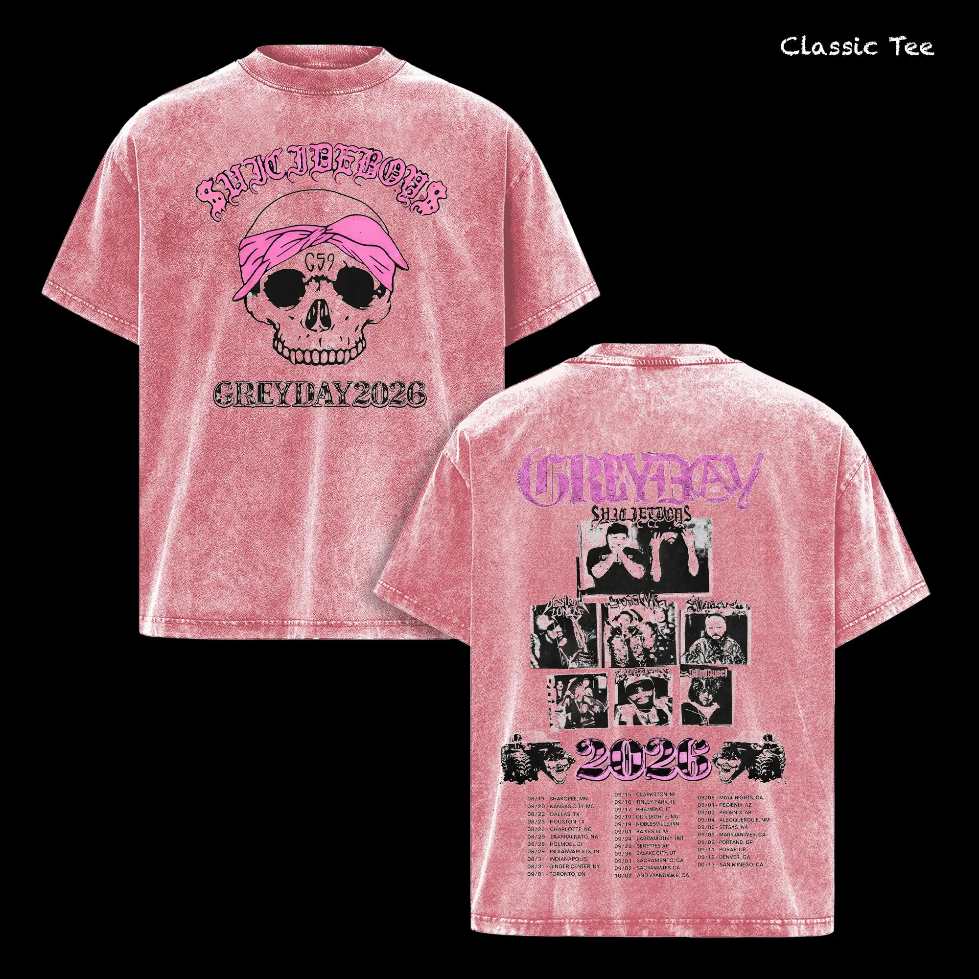 GreyDay 2026 Tour Shirt – Vintage Acid Washed Oversized Graphic T