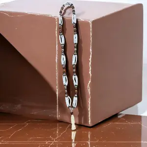 Santa Muerte Rosario White & Brown Beads / Holy Death Rosary White & Brown Beads