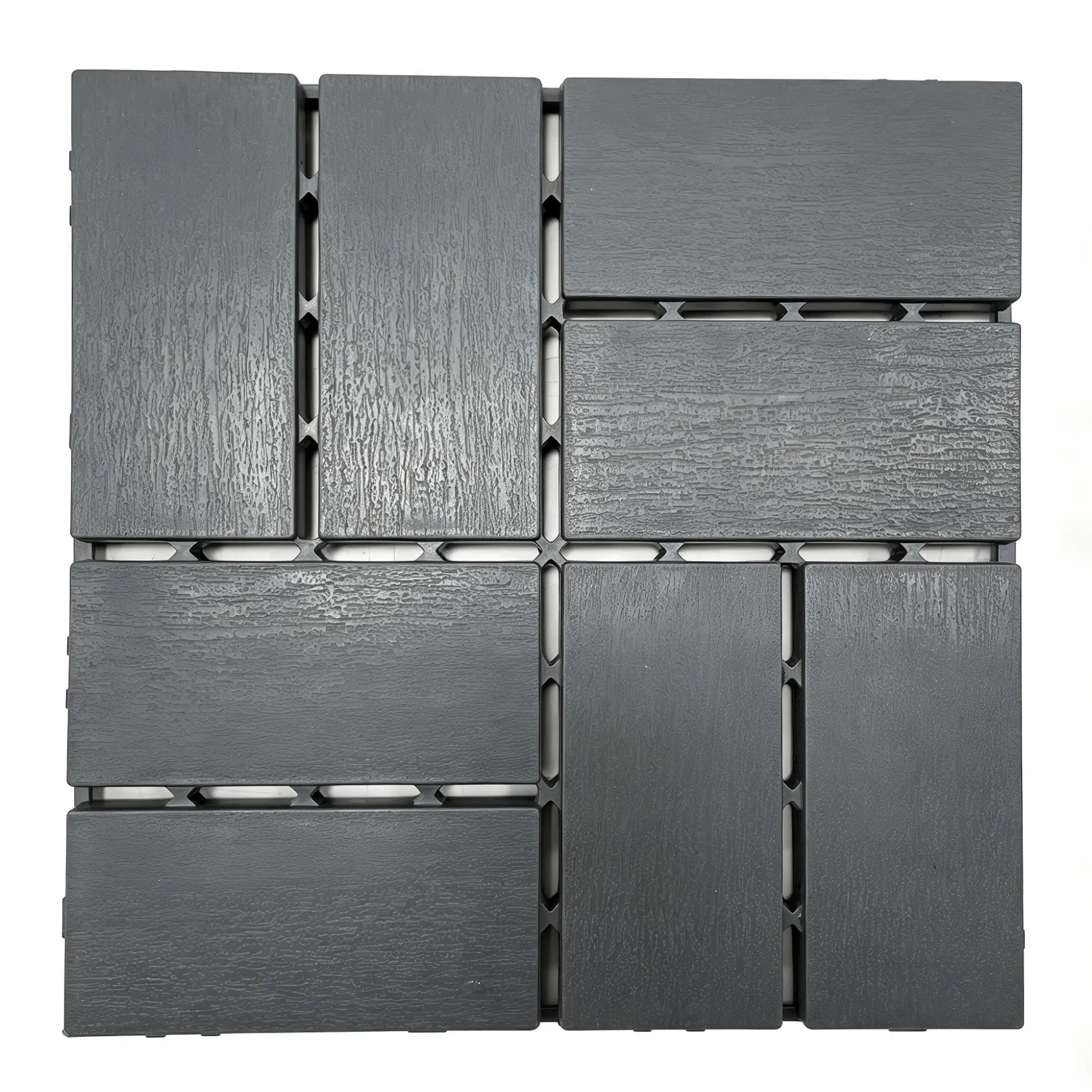Plastic Interlocking Deck Tiles, 44 Pack 12"x12" Waterproof Non-Slip Outdoor Patio Flooring, All Weather Drainable Snap Together Decking Tiles for Poolside, Porch, Garden, Backyard & Shed Floor,Grey