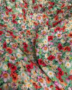 Green Floral Viscose Lurex Blend