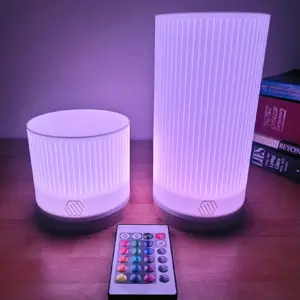 Ribbed RGB LED Desk Table Lamp Accent Mood Lighting Nightlight 3D Printed Lampshade
